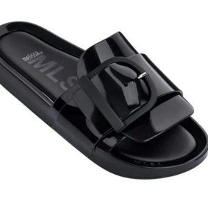 Melissa Slides  Beach Black Patent